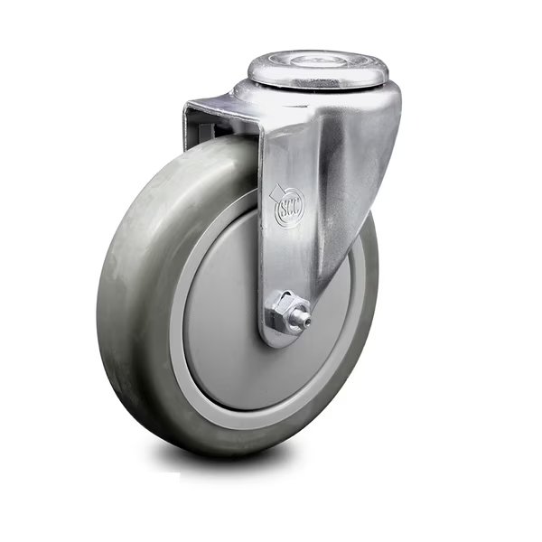 5 Inch Gray Polyurethane Wheel Swivel Bolt Hole Caster, Service Caster, Mfr#: SCC-BH20S514-PPUB